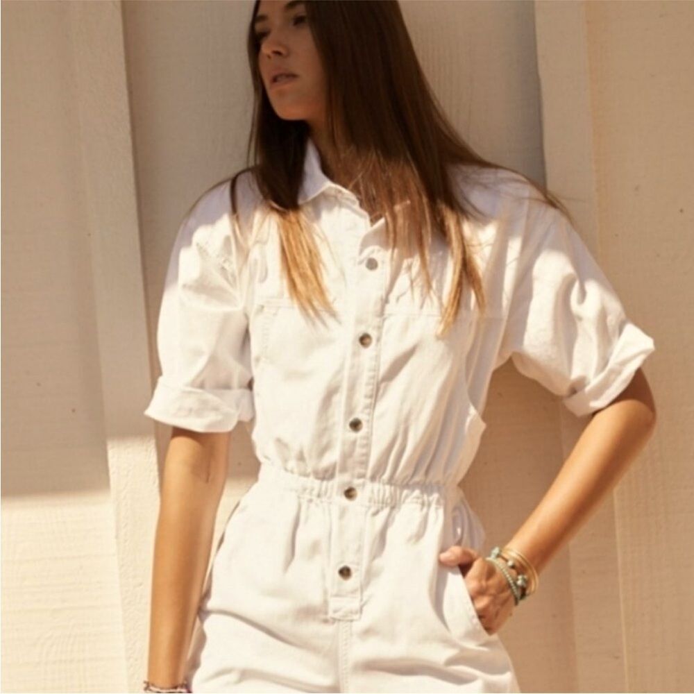 Overlover Virginia Short Sleeves Cotton Creamy Ivory Cotton Romper M